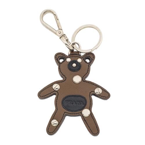 Prada Leather Teddy Bear Key Ring Bag Charm