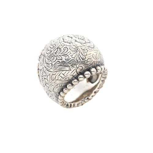 Stephen Dweck Engraved Silver Dome Ring - Size 6.5