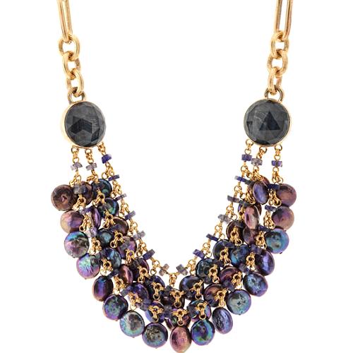 Stephen Dweck Peacock Blue Cluster Necklace