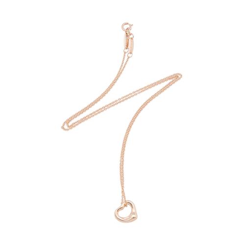Tiffany & Co. Elsa Peretti 18k Rose Gold Open Heart Small Pendant Necklace