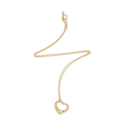 TIffany & Co. Elsa Peretti 18k Gold Diamond Open Heart Necklace
