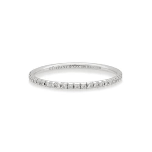 Tiffany & Co. 18K White Gold Diamond Metro Ring - Size 8