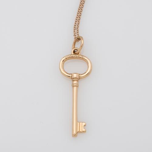 Tiffany & Co. 18k Rose Yellow Gold Oval Key Pendant Necklace