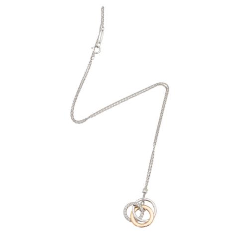 Tiffany & Co. 18k White Gold Diamond 1837 Triple Interlocking Circles Necklace