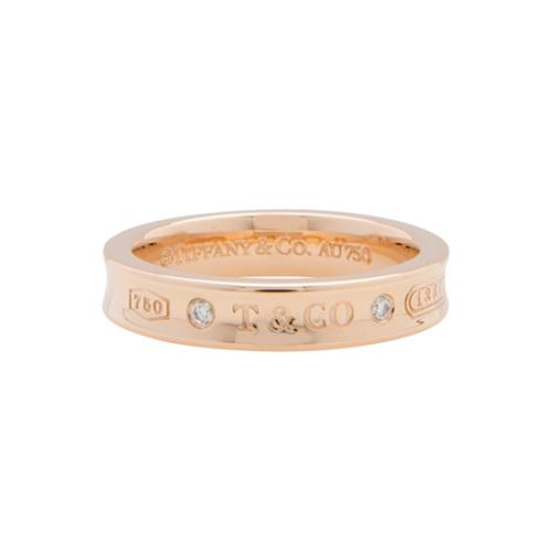 Tiffany & Co. 18k Rose Gold Diamond 1837 Narrow Ring - Size 6