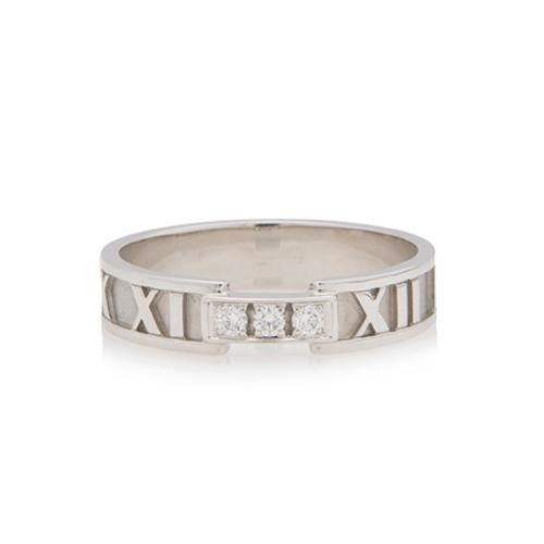 Tiffany & Co. Diamond 18k White Gold Atlas Ring - Size 12
