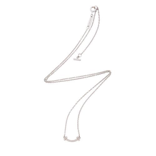 Tiffany & Co. 18kt White Gold Diamond T Smile Mini Necklace