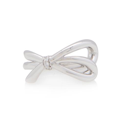 Tiffany & Co. Diamond 18k White Gold Tiffany Bow Ring - Size 5