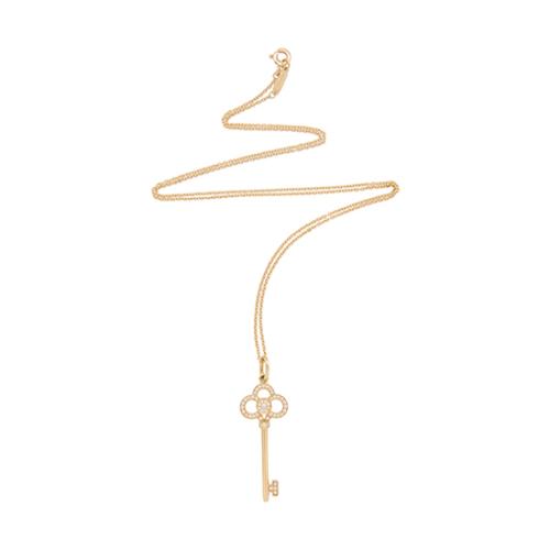 Tiffany & Co. Diamond 18k Yellow Gold Crown Key Pendant Necklace
