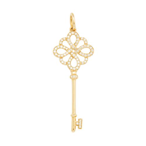 Tiffany & Co. Diamond 18kt Rose Gold Knot Key Pendant