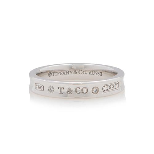 Tiffany & Co. Diamond 18k White Gold 1837 Narrow Ring - Size 9 1/2