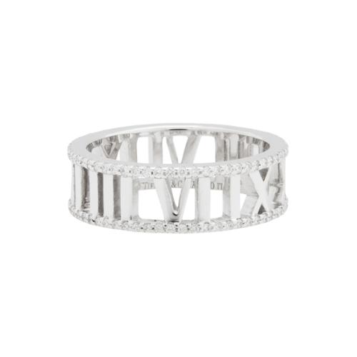 Tiffany & Co. Diamond 18kt White Gold Atlas Open Ring - Size 8