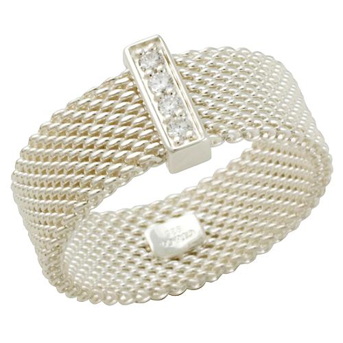 TIFFANY White Gold Diamond Somerset Mesh Heart Ring 51 5.75 1337513 |  FASHIONPHILE
