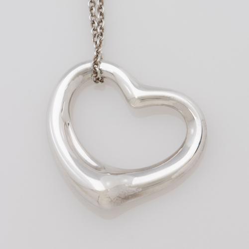 Tiffany & Co. Elsa Peretti Sterling Silver Open Heart Medium Necklace