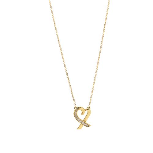 Tiffany & Co. Paloma Picasso 18kt Yellow Gold & Diamond Loving Heart Necklace