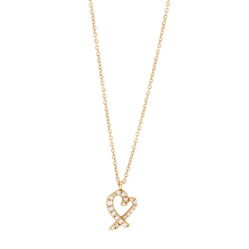 Tiffany & Co. Paloma Picasso Loving Heart 18k Rose Gold & Diamond Necklace