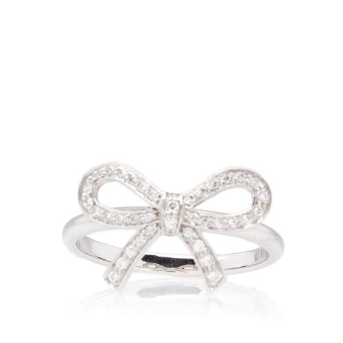 Tiffany & Co. Platinum Diamond Bow Ring - Size 5 3/4
