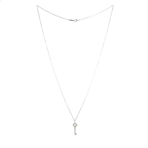 Tiffany & Co Platinum Diamond Vintage Oval Key Charm Necklace