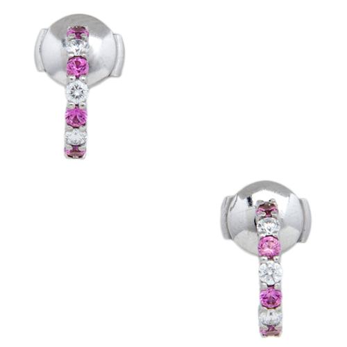 Tiffany & Co. Platinum Diamond Sapphire Small Hoop Earrings