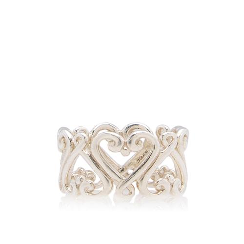 Tiffany & Co. Sterling Paloma Picasso Sterling Silver Loving Heart Ring - Size 4 3/4