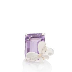 Tiffany & Co. Sterling Silver 18k Gold Amethyst Love Bugs Cocktail Ring - Size 6