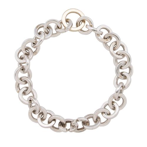 Tiffany & Co. Sterling Silver 18k Gold Interlocking Link Bracelet