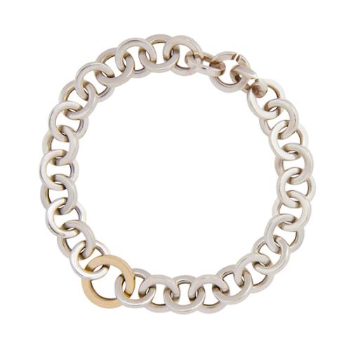 Tiffany & Co. Sterling Silver 18k Yellow Gold Circle Link Bracelet