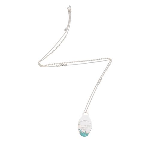 Tiffany & Co. Sterling Silver Enamel Color Splash Oval Pendant Necklace