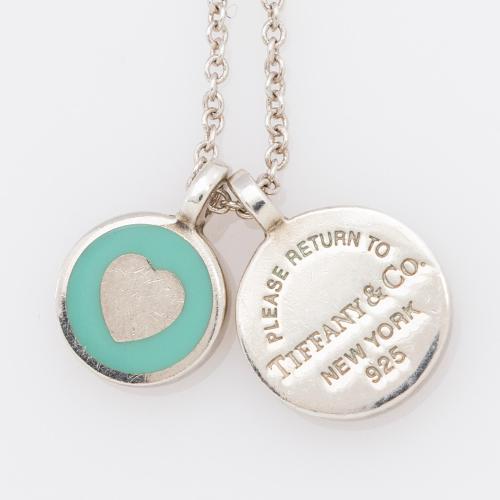 Tiffany & Co. Sterling Silver Enamel Return to Circle Duo Pendant Necklace