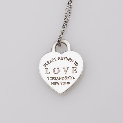 Tiffany & Co. Sterling Silver Enamel Return to Love Heart Necklace