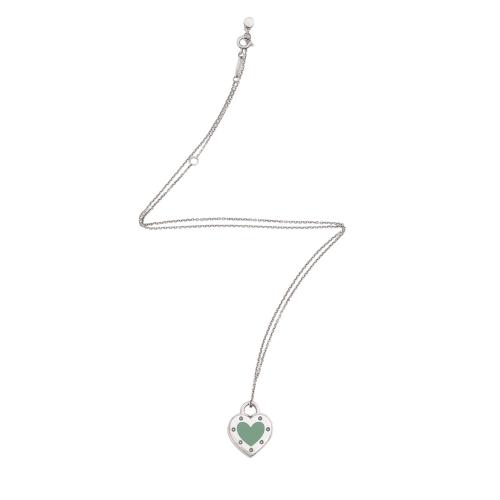 Tiffany & Co. Sterling Silver Enamel Return to Love Heart Necklace