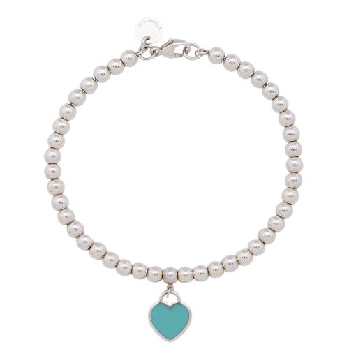Tiffany & Co. Sterling Silver Enamel Return to Tiffany Heart Bead Bracelet