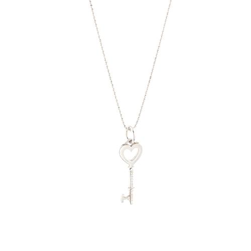 Tiffany & Co. Sterling Silver Heart Key Charm Necklace