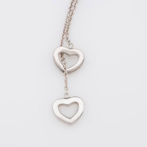 Tiffany & Co. Sterling Silver Heart Link Lariat Necklace