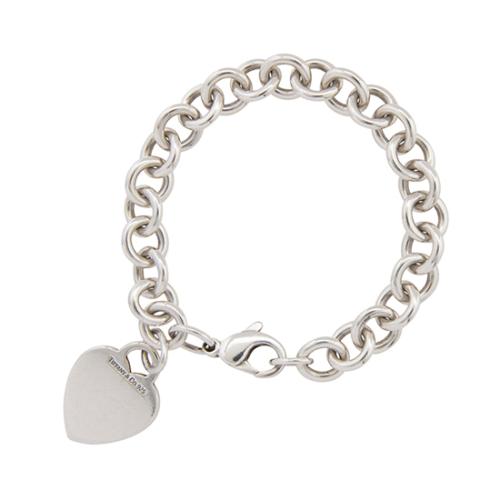 Tiffany & Co. Sterling Silver Heart Tag Charm Bracelet