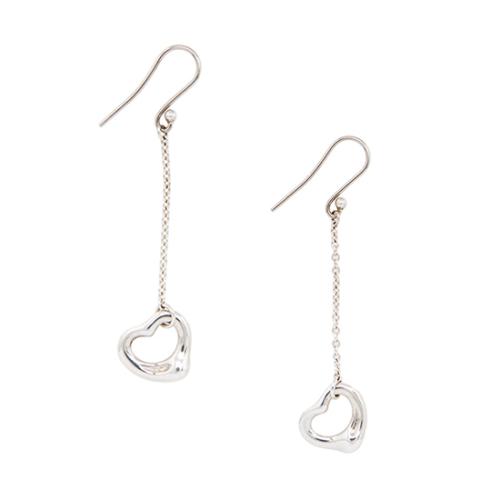 Tiffany & Co. Sterling Silver Open Heart Drop Earrings