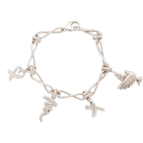 Tiffany & Co. Sterling Silver Paloma Picasso Charm Bracelet Dove Heart Kiss