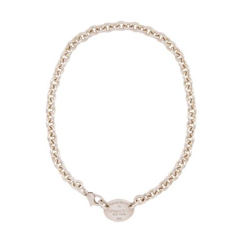 Tiffany & Co. Sterling Silver Return To Tiffany Oval Tag Choker Necklace