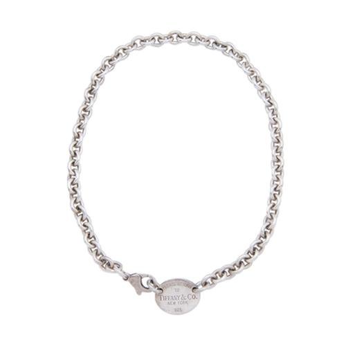 Tiffany & Co. Sterling Silver Return To Tiffany Oval Tag Choker Necklace