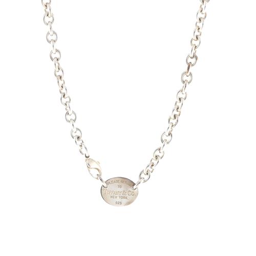 Tiffany & Co Sterling Silver Return To Tiffany Oval Tag Necklace