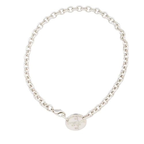Tiffany & Co. Sterling Silver Return to Tiffany Oval Tag Choker Necklace