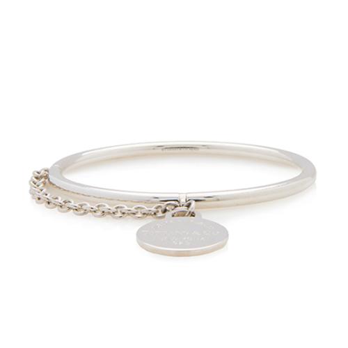 Tiffany & Co. Sterling Silver Return to Tiffany Round Tag Chain Medium Bangle Bracelet