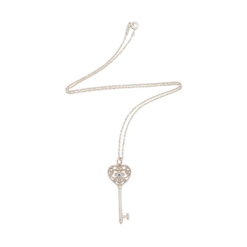 Tiffany & Co. Sterling Silver Sapphire Enchant Key Necklace