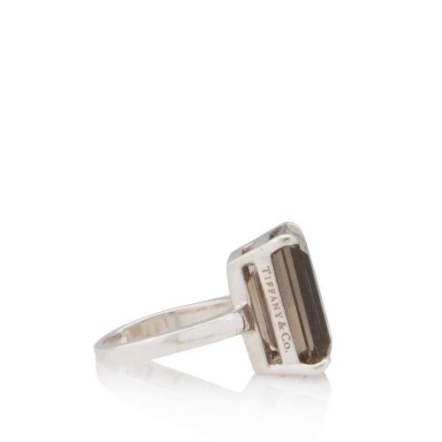 Tiffany & Co. Sterling Silver Smoky Quartz Sparklers Cocktail Ring - Size 6