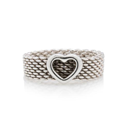 Tiffany & Co. Sterling Silver Somerset Heart Ring - Size 7 1/2