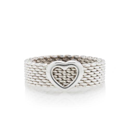 Tiffany & Co. Sterling Silver Somerset Heart Ring - Size 8