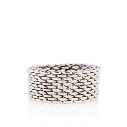 Tiffany & Co. Sterling Silver Wide Somerset Mesh Ring - Size 7 1/2