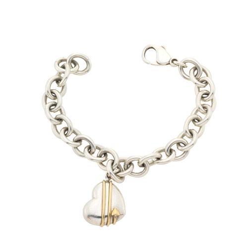 Tiffany & Co. Sterling Silver & 18k Heart Bracelet
