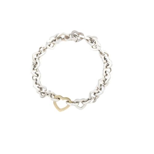 Tiffany & Co. Sterling Silver &18kt Yellow Gold Heart Link Bracelet