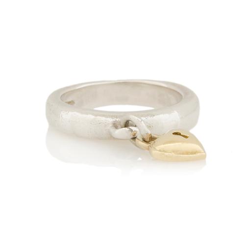 Tiffany & Co. Vintage Locks Heart Charm Ring - Size 5 1/2